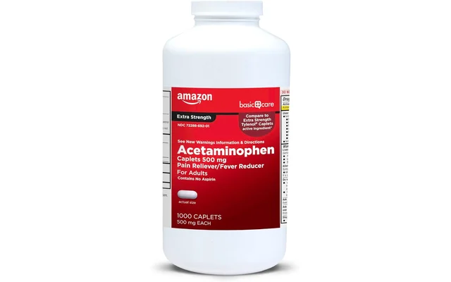 Amazon Basic Care Extra Strength Pain Relief, Acetaminophen Caplets, 500 mg, 1000 Count