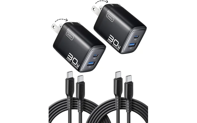 INIU USB C Charger Block, 2-Pack 30W PD Fast Charging, [USB-C + USB-A] iPhone 16 Charger with...