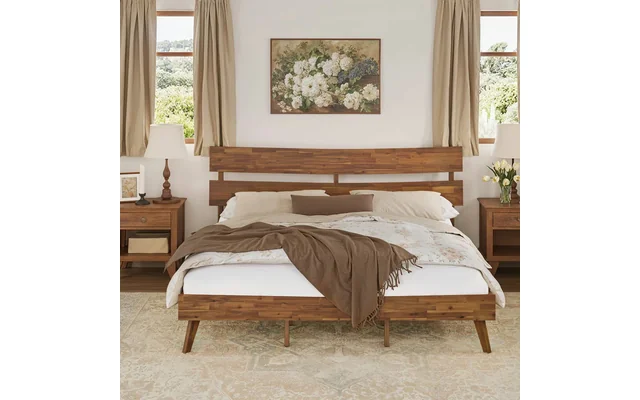Hegg Linen Tufted Upholstered Platform Bed with Wood Slats Headboard Included