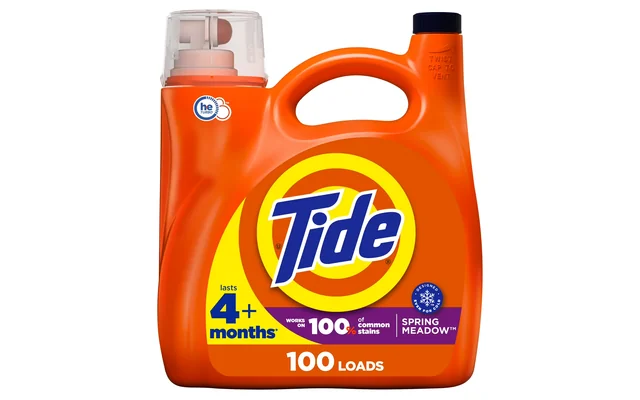 Tide Liquid Laundry Detergent, HE Compatible, Spring Meadow Scent, 132 fl oz, 100 Loads