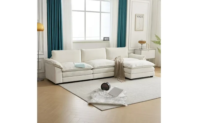 Ktaxon 120" W Sectional Sofa L Shaped Couch with Chaise Living Room Sleeper Set, 3 Seats with Chenil